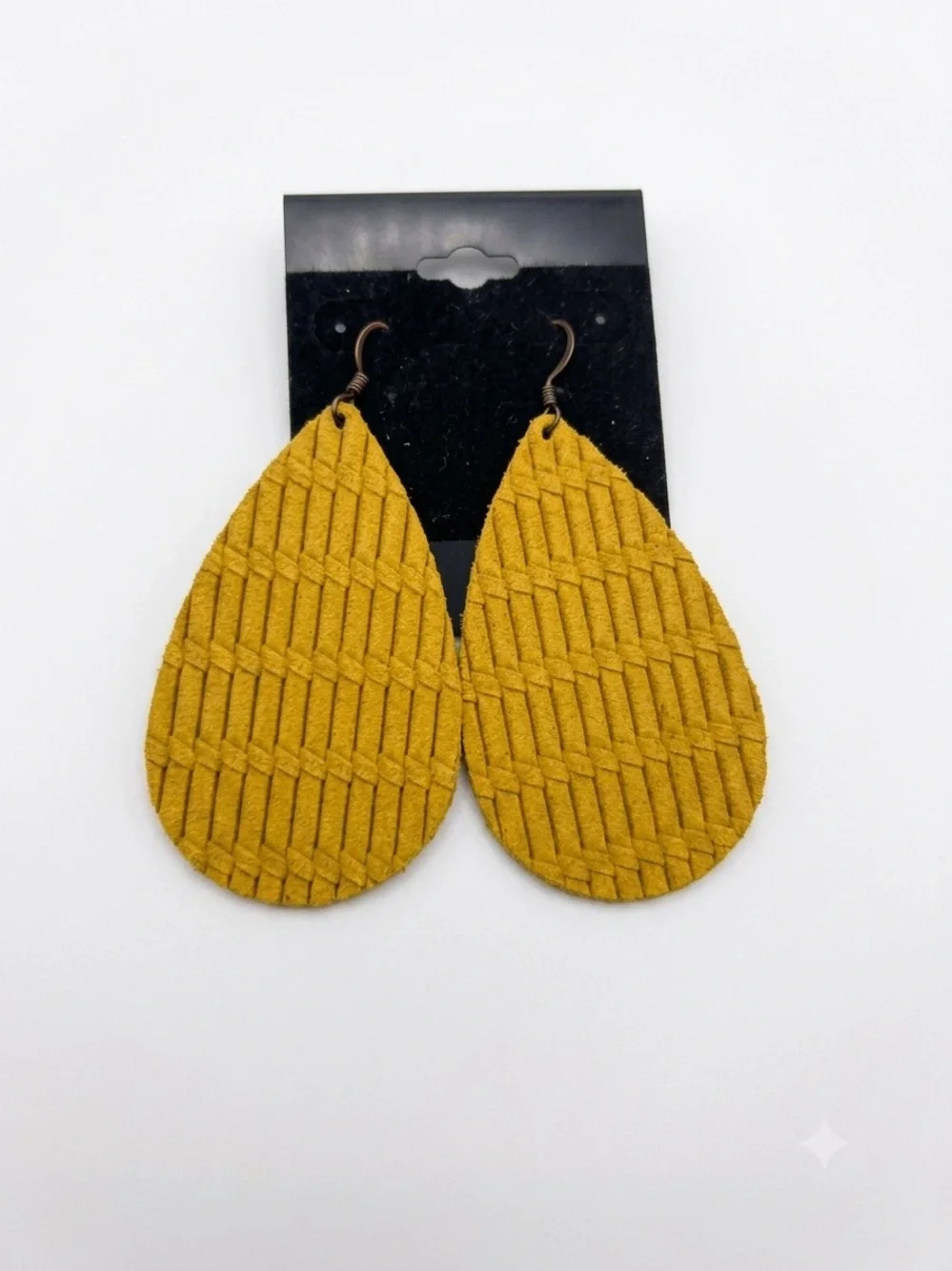 Mustard Yellow Teardrop Woven Earrings